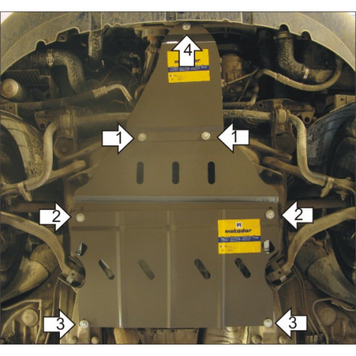 Защита Картера двигателя, КПП MOTODOR для Audi A4 2004-2007 (B7), Сталь 2 мм - Арт. 124