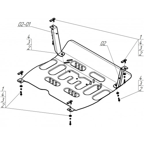 Защита Картера двигателя, КПП MOTODOR для JAC JS6 2022- (I), Сталь 2 мм - Арт. 78302