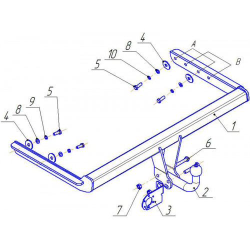 Фаркоп Avtos на FORD Focus 1998-2005 Арт.FD 02